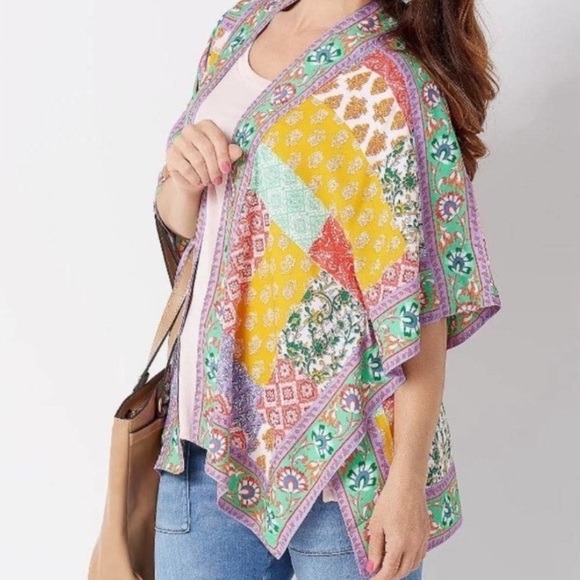 Tolani Tops - Tolani Raelyn Mixed Floral Print Kimono Top Sz S PETITE